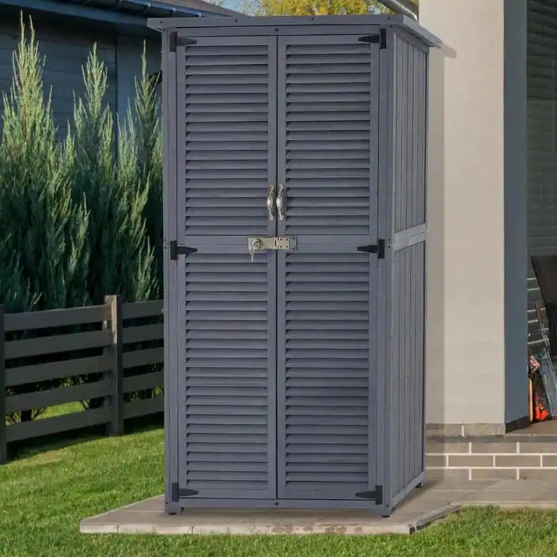 Outdoor Storage Cabinet Shed, Shuttered Doors with Lock, Wooden 0709 / 0808 / 1900