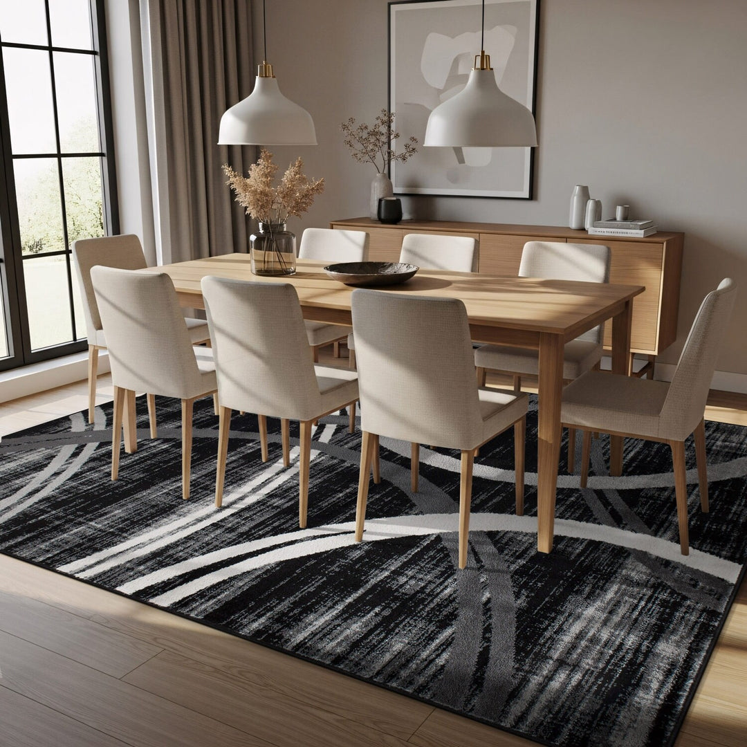 Contemporary Abstract Circles Design Area Rug