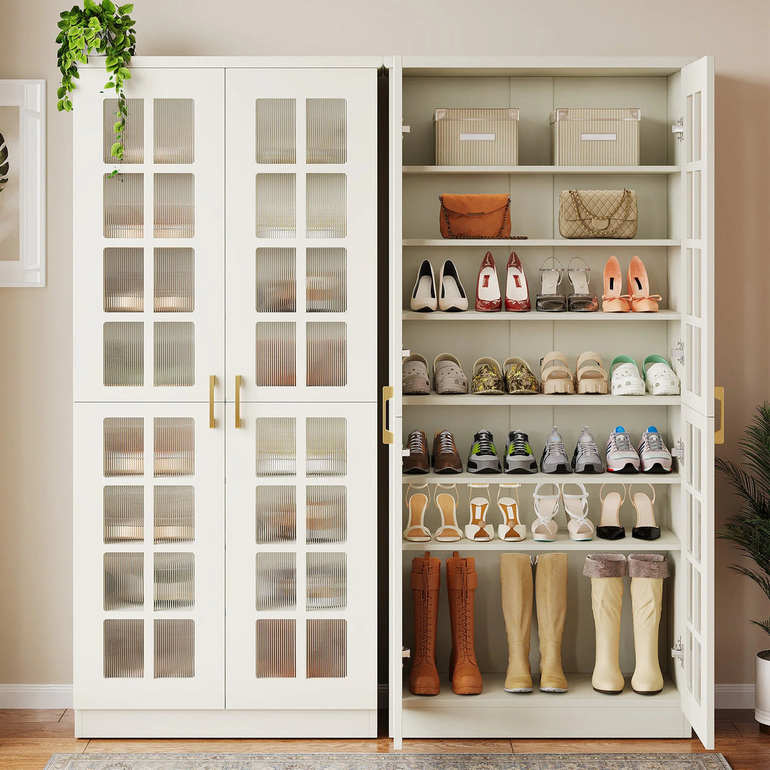 8-Tier Modern Shoe Storage Cabinet with Doors and Adjustable Shelves