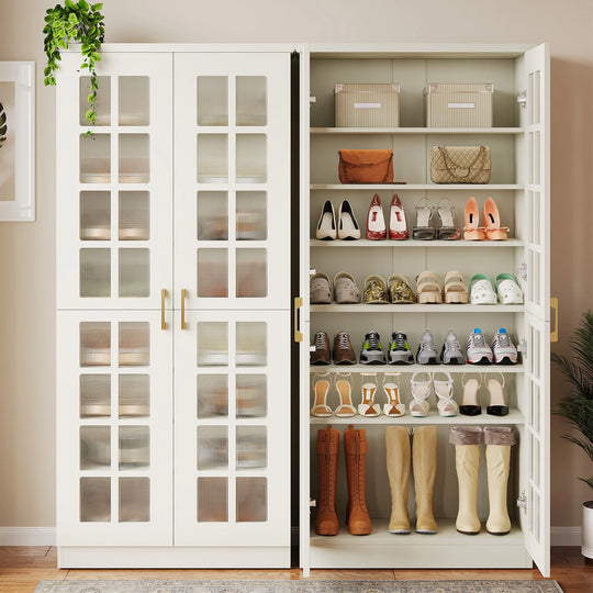 8-Tier Modern Shoe Storage Cabinet with Doors and Adjustable Shelves