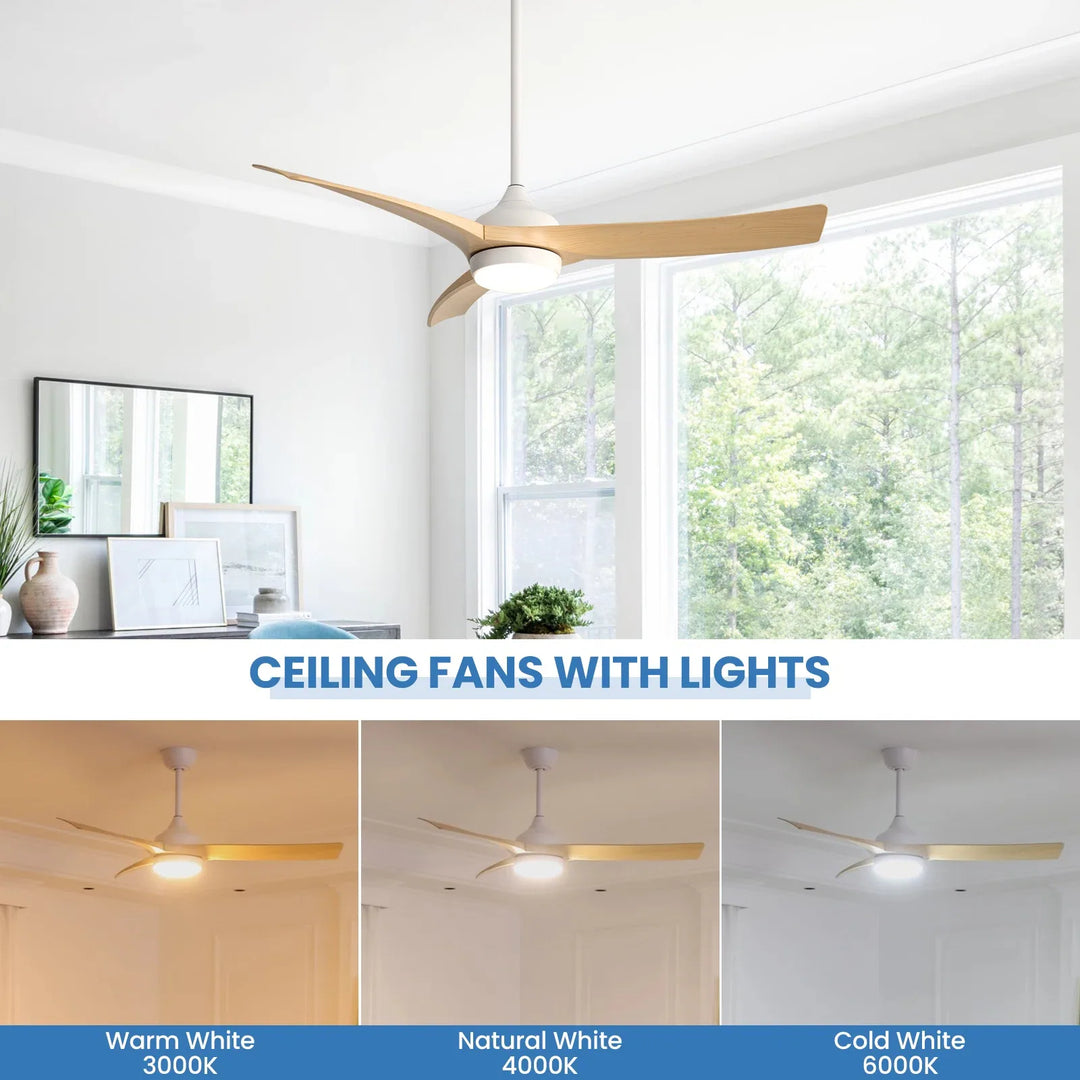 Sofucor 52/60 Inch Ceiling Fan with Integrated LED Light and Remote Control Quiet DC Motor
