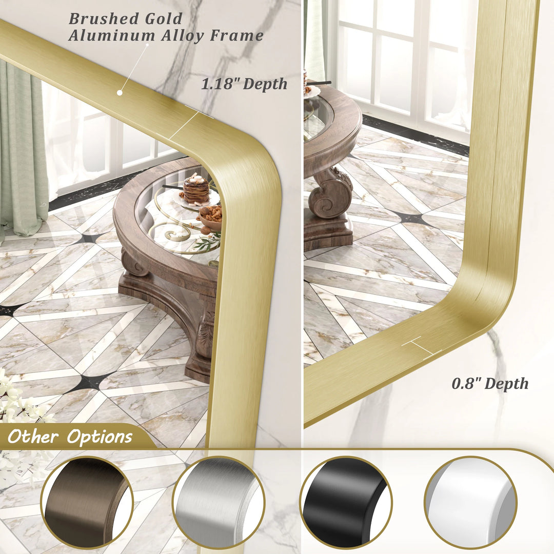 Aluminum Alloy Framed French Cleat Mounted Tempered Glass Wall Vanity Mirror