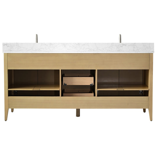 72" Double Sink Bathroom Vanity Cabinet with Engineered Marble Top