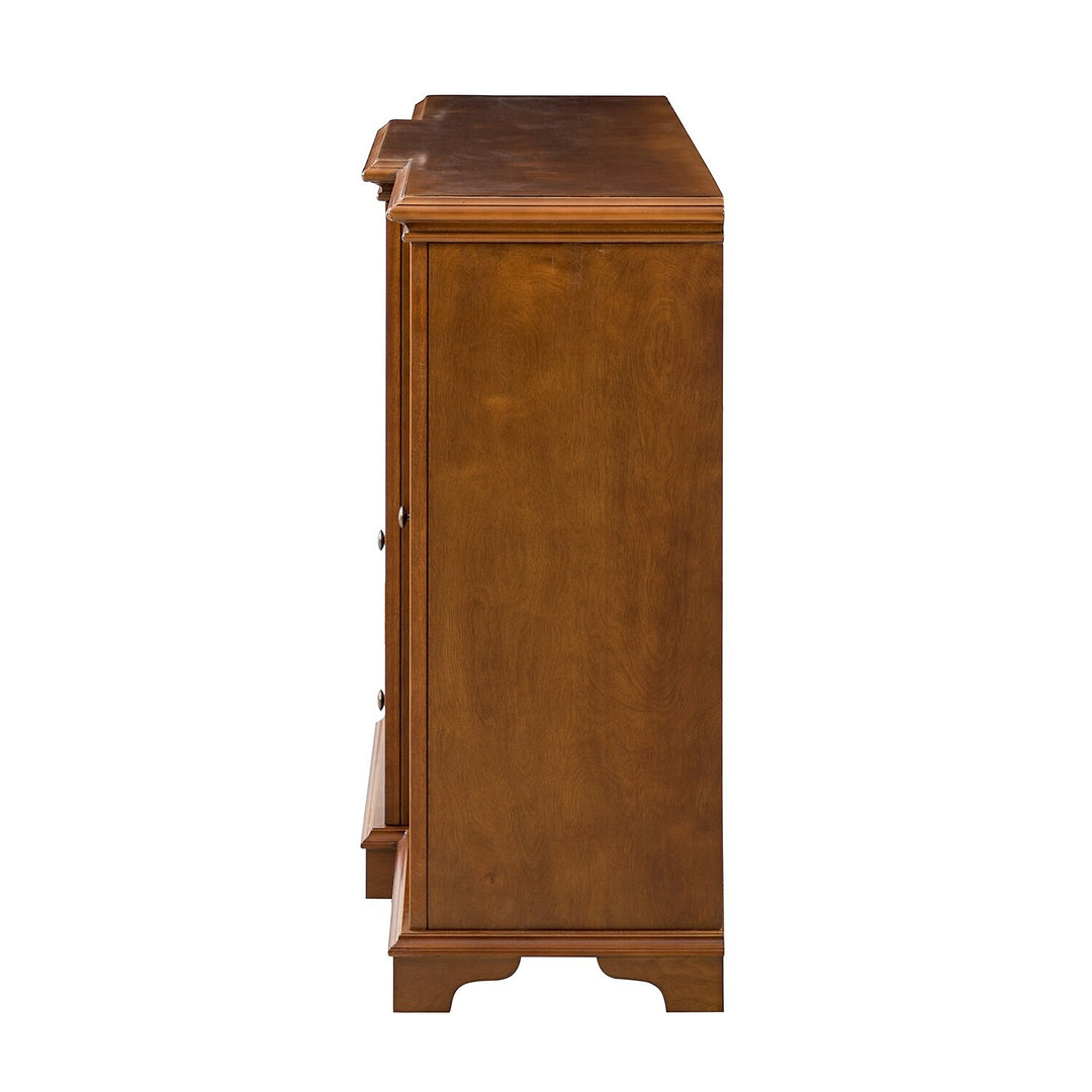 Dietrich Rustic Multifunctional Wooden TV Stand with Shelf and 2 Drawers and Sturdy Legs by