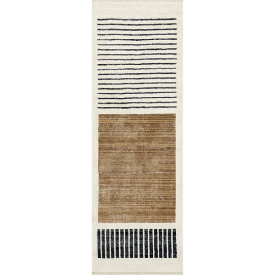 Keeva Modern Striped Fringe Area Rug