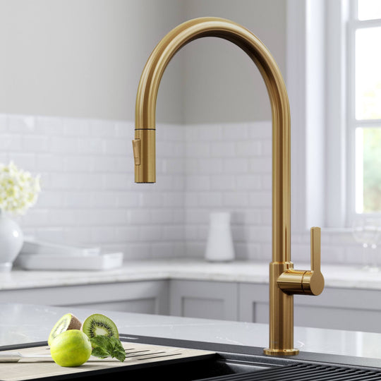 2-Function 1-Handle 1-Hole Pulldown Sprayer Brass Kitchen Faucet