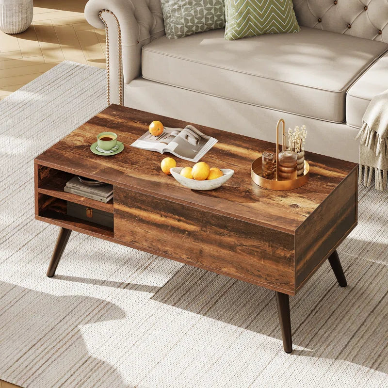 Aravis Lift Top Coffee Table with Storage for Living Room,With Adjustable Shelf, Wood