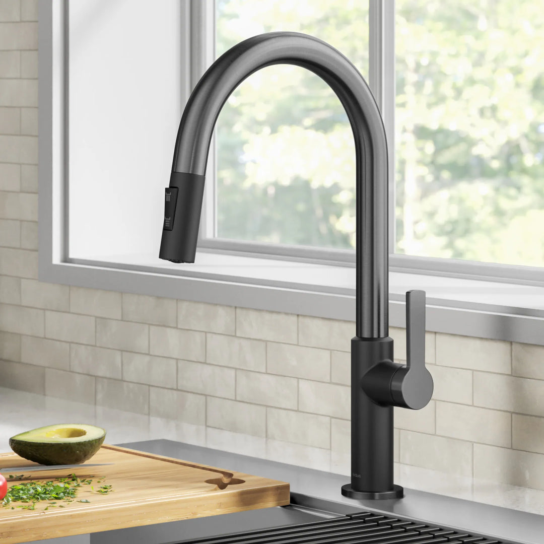 2-Function 1-Handle 1-Hole Pulldown Sprayer Brass Kitchen Faucet