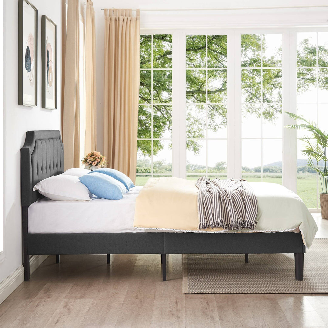 Javlergo Modern Upholstered Bed Frame with Height Adjustable Headboard Heavy-Duty Frame No Box Spring Needed