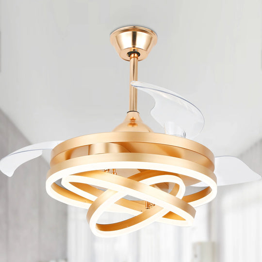 42In. DIY Shape Retractable Ceiling Fan with Lights, 6-Speed DC Motor Modern Ceiling Fan with LED Light and Remote