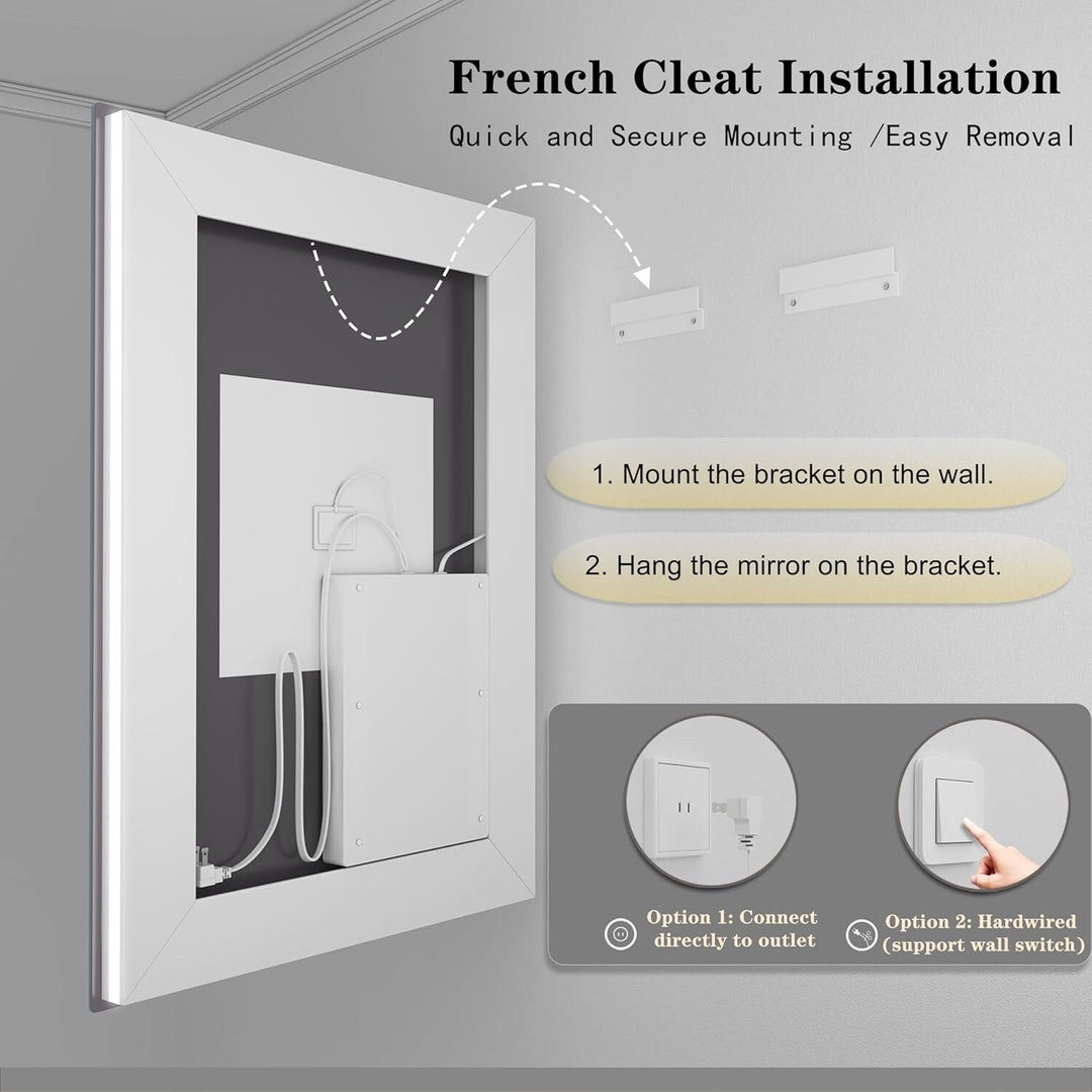 Full Size Front & Back LED Lighted Anti-Fog Tempered Glass Wall Bathroom Vanity Mirror, 3-Year Warranty & ETL Certification