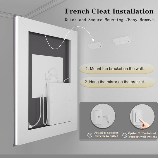Full Size Front & Back LED Lighted Anti-Fog Tempered Glass Wall Bathroom Vanity Mirror, 3-Year Warranty & ETL Certification