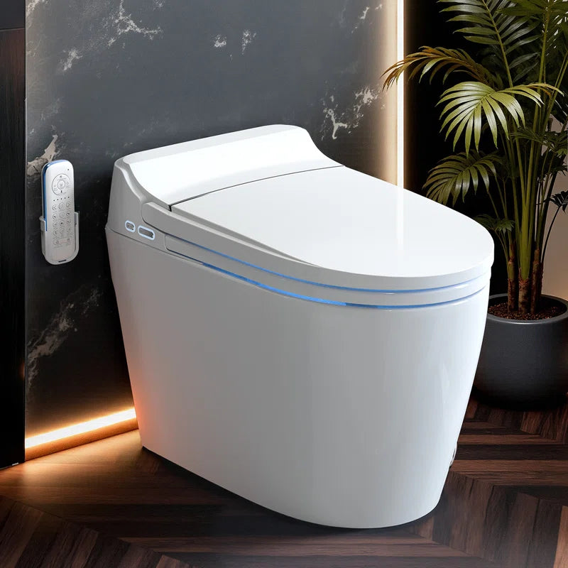 Smart Toilet with Tankless Bidet Wash, Auto Open Lid, 1.28 Gallons Auto Dual Flush, Heat Seat, Warm Wash/Dryer, Soft Closing, Remote Control