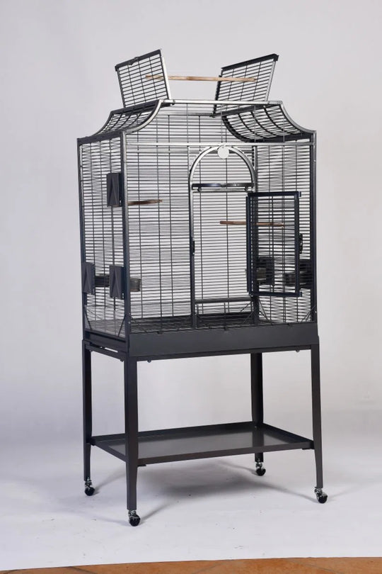 Charlonda 63'' Iron Victorian Top Flight Cage with Wheels