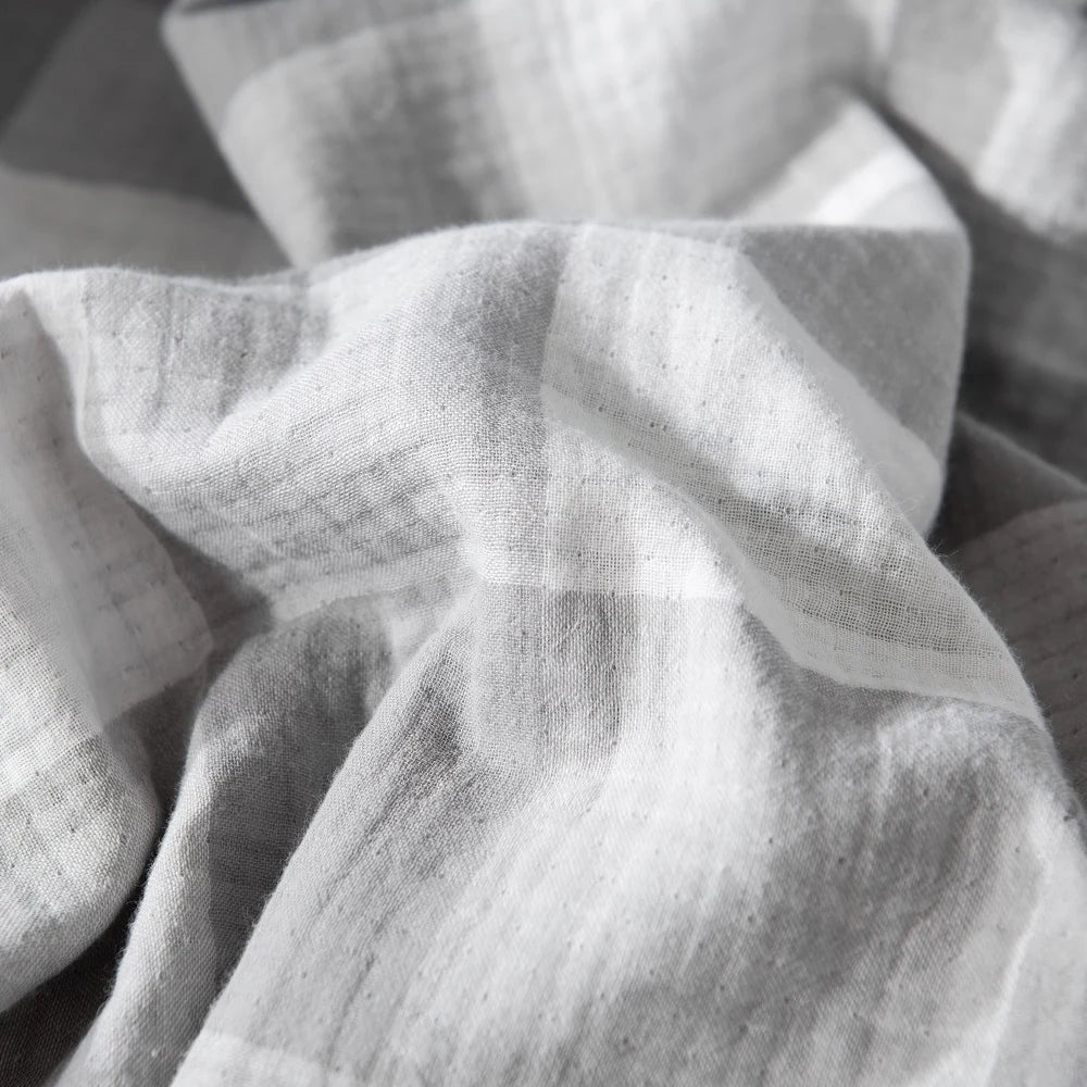 WHOLINENS Cotton Four Layers Muslin Gauze Picnic Throw Blanket Reversible
