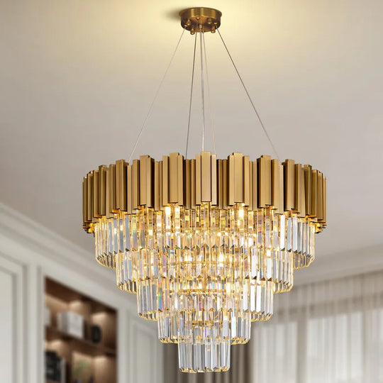 Large Crystal Chandelier - 35.4"Modern 6-Tier 17-Light Chrome Ceiling Light, Luxury K9 Crystal