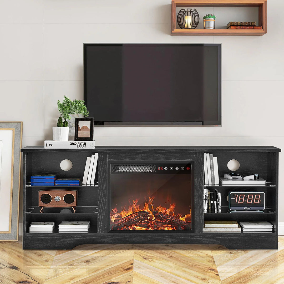 58" Fireplace TV Stand with 18'' Electric Fireplace,Modern Entertainment Center for 65'' Tvs,Tv Console