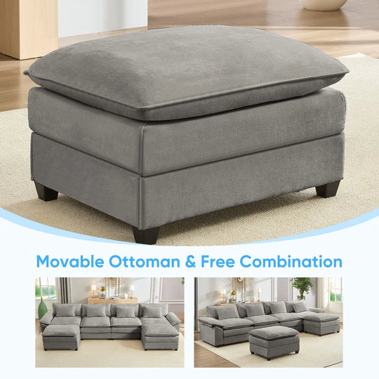 Modern 156''Oversized U-Shaped Modular Sectional Sofa with 2 Ottomans,6-Seat Cloud Couch,Chenille Sofa Sleeper Deep Seat Couches
