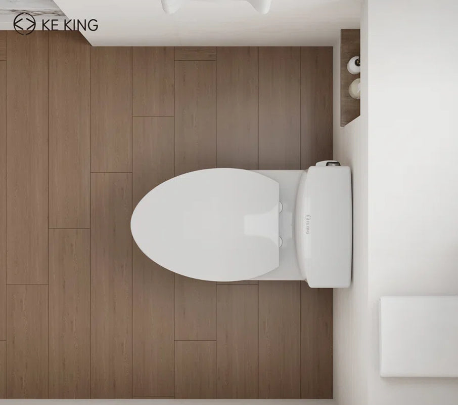 KK  Elongated One Piece Toilet, 1.28 GPF Powerful Flush Modern Toilet, Compact Toilet for Most Bathroom (Side Flush Lever) 12'' Rough-In