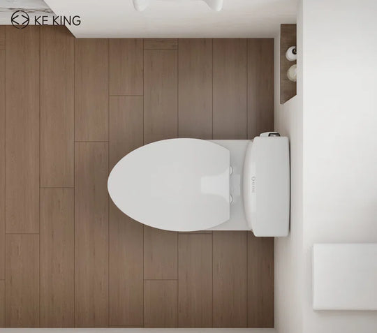 KK  Elongated One Piece Toilet, 1.28 GPF Powerful Flush Modern Toilet, Compact Toilet for Most Bathroom (Side Flush Lever) 12'' Rough-In