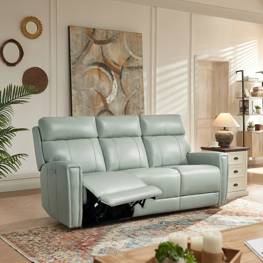81.5'' Genuine Leather Zero Gravity Power Recliner Sofa with Power Headrest, USB&USB-C Port