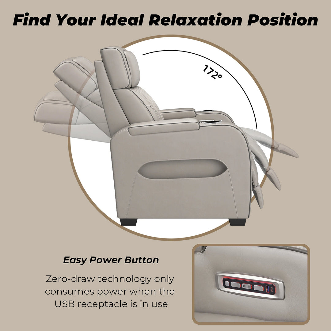 Boyington Gray Power Reclining Sofa - 86" W X 38.5" D X 44.5" H