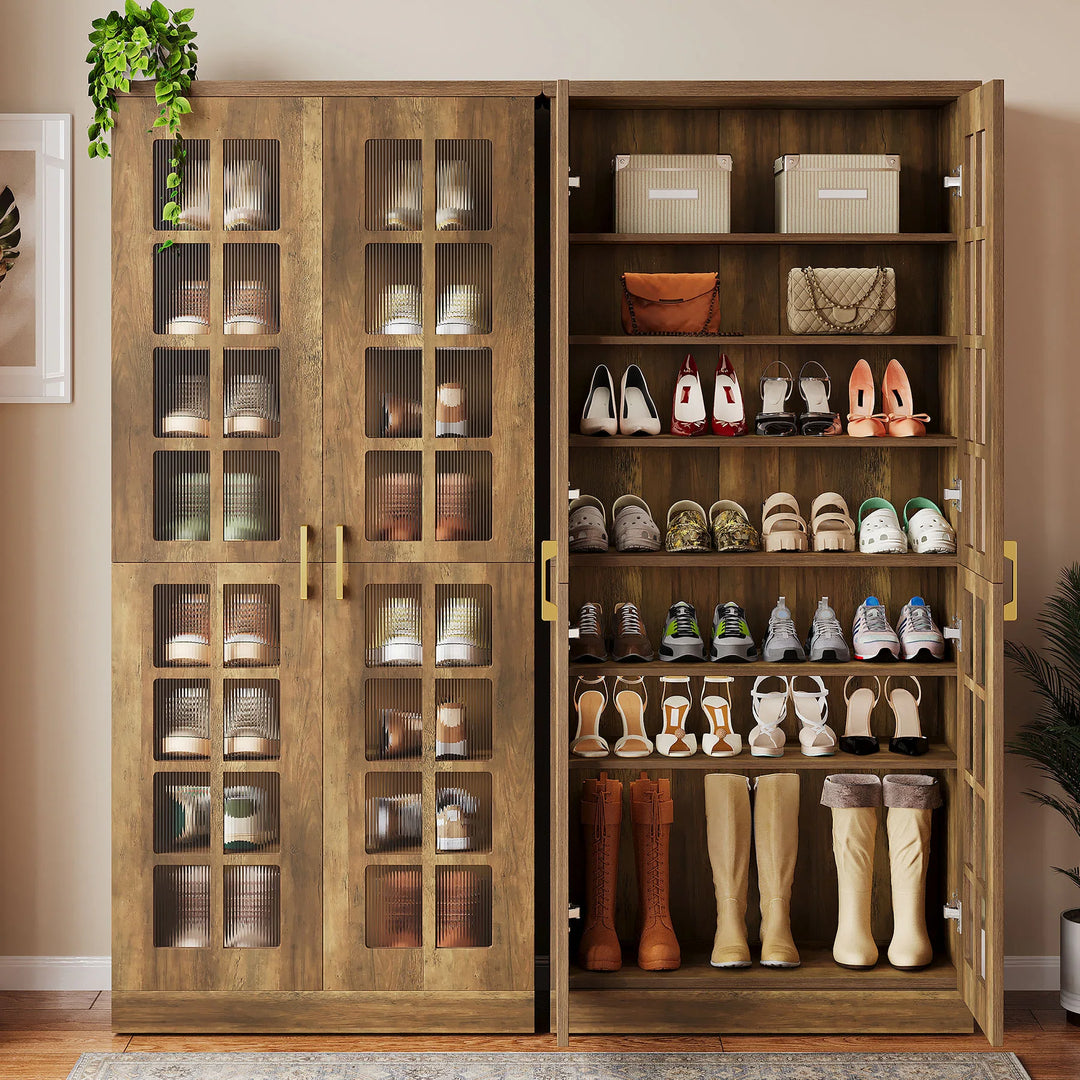 9-Tier Shoe Cabinet with Adjustable Shelves and Doors (71 Inches)