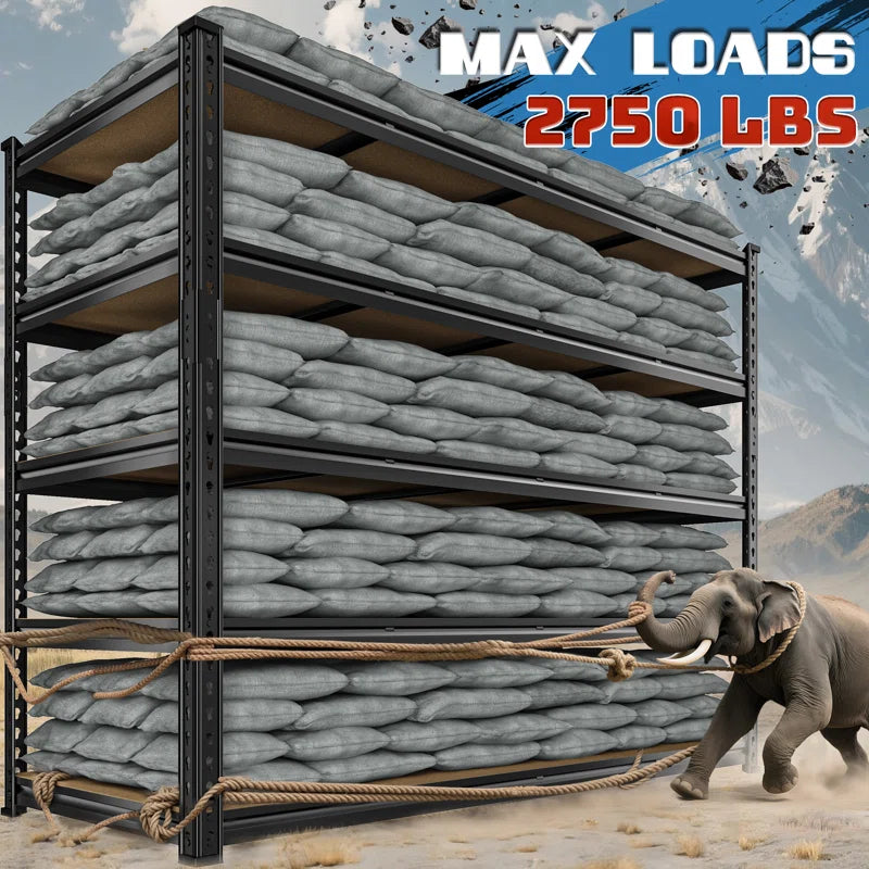 Extra Wide Heavy Duty Storage Shelves - Adjustable Garage Shelving Unit, Large Capacity, Tool-Free Assembly
