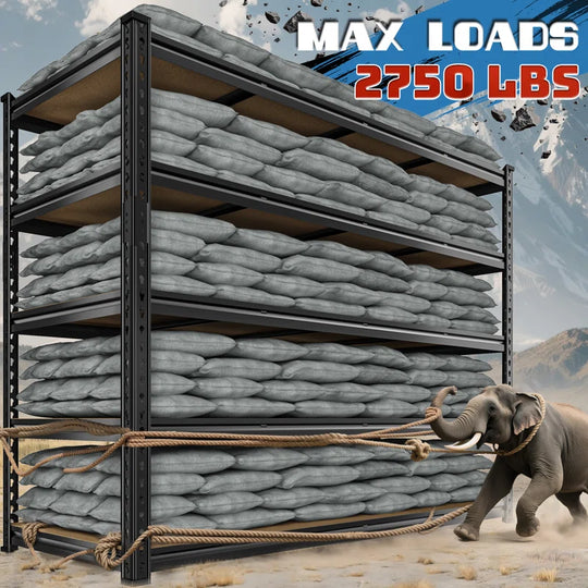 Extra Wide Heavy Duty Storage Shelves - Adjustable Garage Shelving Unit, Large Capacity, Tool-Free Assembly