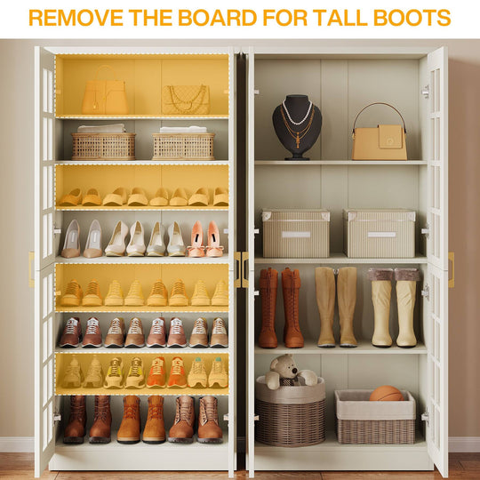 8-Tier Modern Shoe Storage Cabinet with Doors and Adjustable Shelves