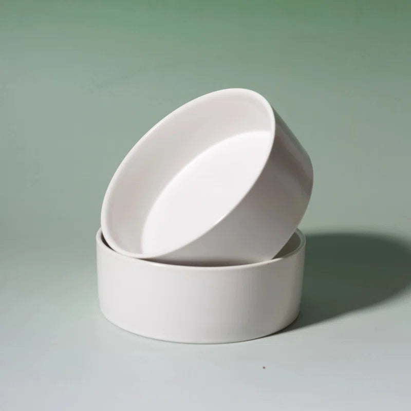 Bone China Double Pet Feeder, Elevated Cat Dog Food Double Bowls, Ceramic Pet Feeding Bowl for Food and Water