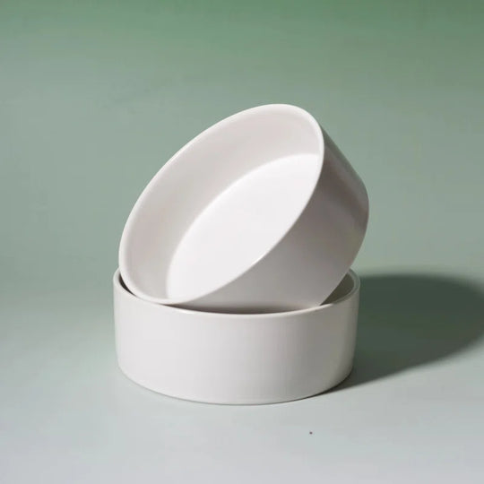 Bone China Double Pet Feeder, Elevated Cat Dog Food Double Bowls, Ceramic Pet Feeding Bowl for Food and Water