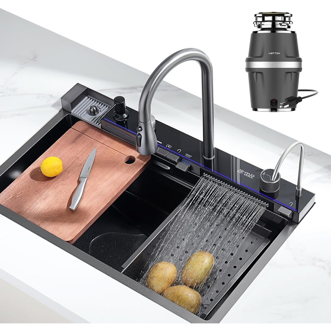 304 Stainless Steel Waterfall Kitchen Sink Set with Pull-Down Faucet KS2206 (Series)