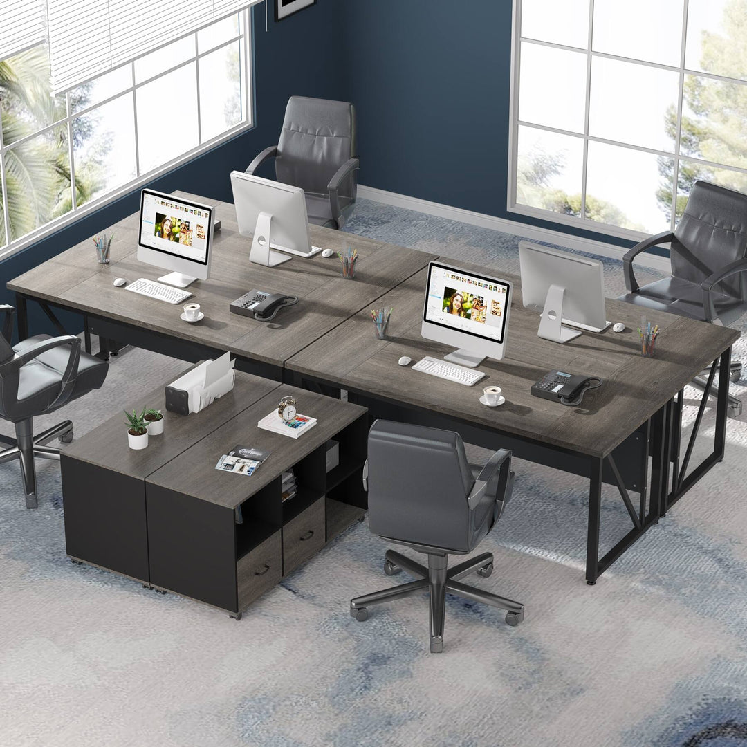63" L-Shaped Computer Desk with 47 Inches Lateral File Cabinet, Executive Desk Home Office Furniture Desk Set