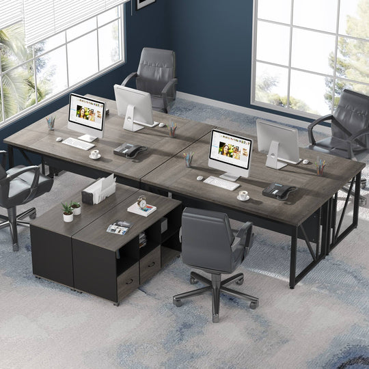 63" L-Shaped Computer Desk with 47 Inches Lateral File Cabinet, Executive Desk Home Office Furniture Desk Set
