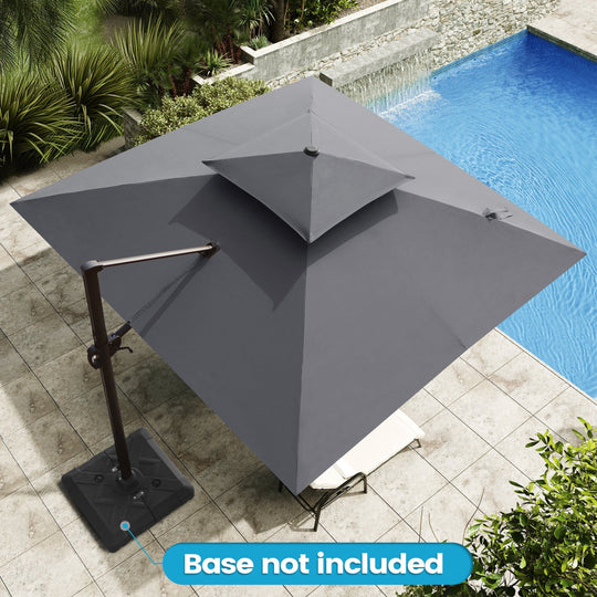 11 X 11 FT Outdoor Square Patio Cantilever Offset Umbrella with Crank and 360 Degrees Rotation