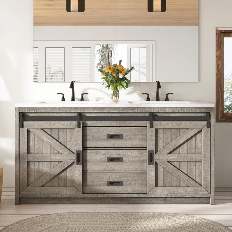 Chimira 60" Double Sink Bathroom Vanity with Sink Combo Set with 2 Drawers & Doors