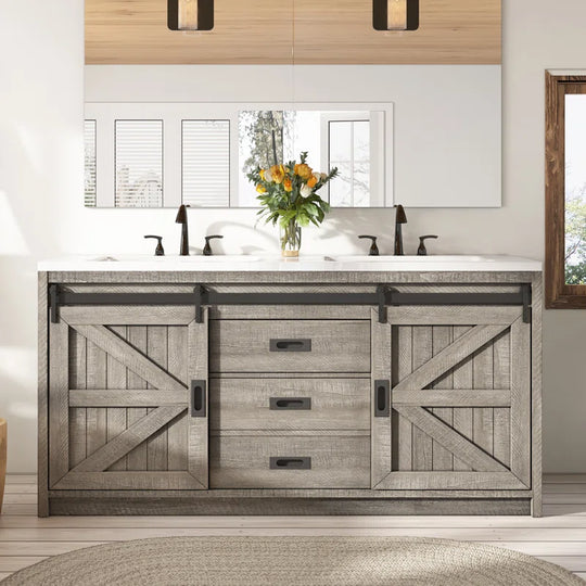 Chimira 60" Double Sink Bathroom Vanity with Sink Combo Set with 2 Drawers & Doors