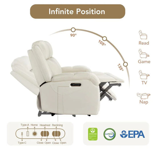 Hadlee Genuine Leather Reclining Sofa with Multi-Function Console.