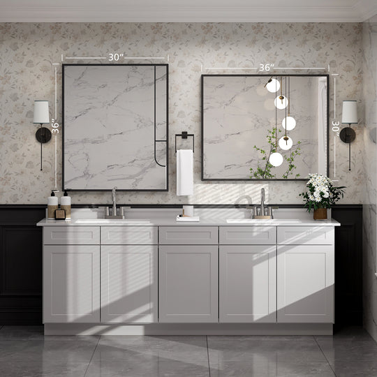 Modern Metal Framed French Cleat Mounted Wall Bathroom Vanity Mirror