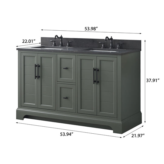 54" Double Sink Bathroom Vanity with Top & Backsplash