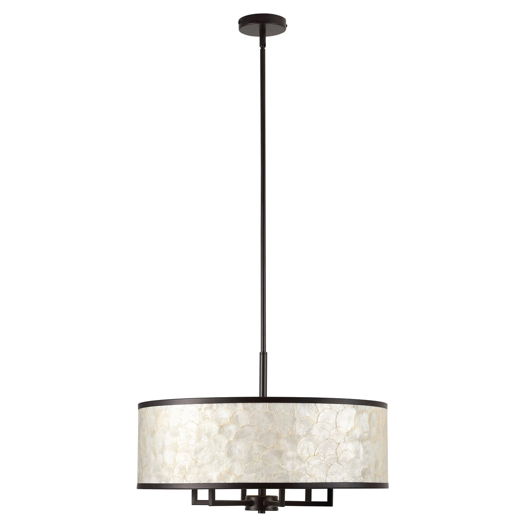 Getledel 24-Inch 6-Light Capiz Shell Drum Chandelier