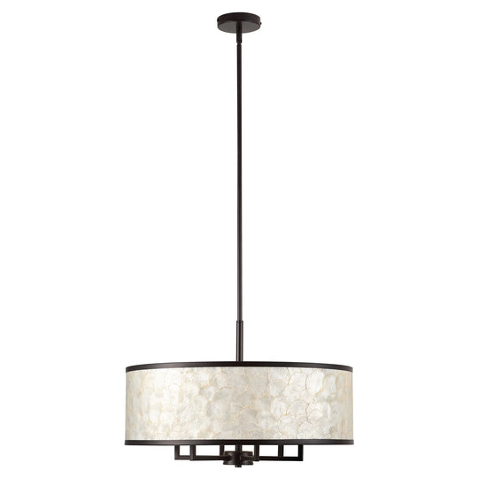 Getledel 24-Inch 6-Light Capiz Shell Drum Chandelier