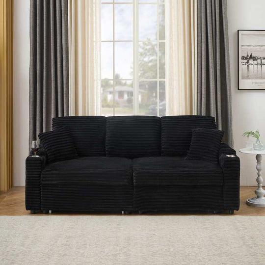 80" Cordylona Sofa, Cup Holder, Ottoman Storage