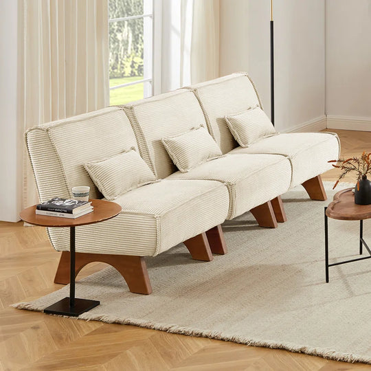 90''W Upholstered Spacious 3 Seat Sofa Will Pillow