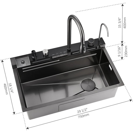 304 Stainless Steel Waterfall Kitchen Sink Set with Pull-Down Faucet KS2206 (Series)