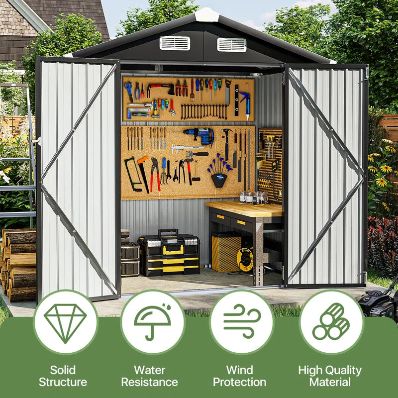 6.3 Ft. W X 4.2 Ft. D Steel Storage Shed with Door Lock