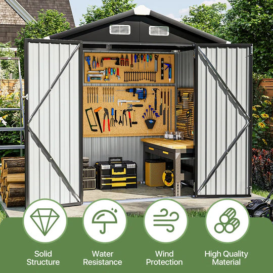 6.3 Ft. W X 4.2 Ft. D Steel Storage Shed with Door Lock