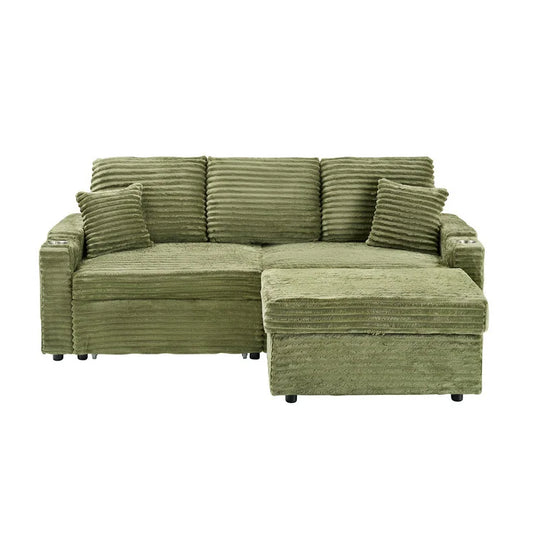 80" Cordylona Sofa, Cup Holder, Ottoman Storage