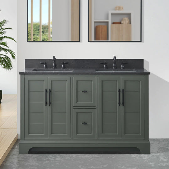 54" Double Sink Bathroom Vanity with Top & Backsplash